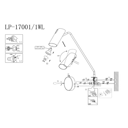 Futuro 1 kinkiet złoty/czarny z wysięgnikiem LP-17001/1WL GD/BK Light Prestige