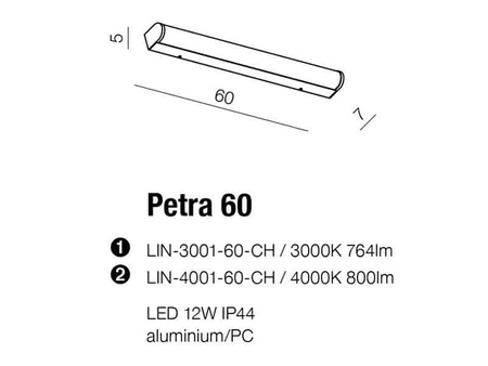 Kinkiet PETRA 60 CHROME AZ2472 IP44 AZZARDO ciepła