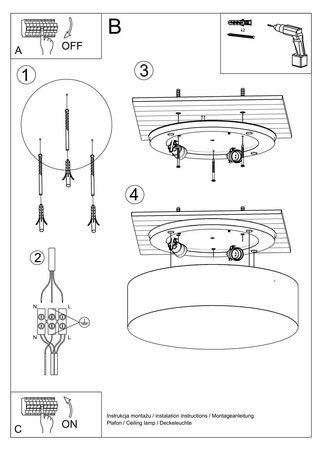 Lampa Sufitowa Plafon ARENA 45 Czarna SL.0124 SOLLUX LIGHTING