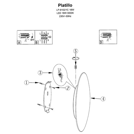 Platillo kinkiet mały czarny LP-8102/1C-6W BK Light Prestige