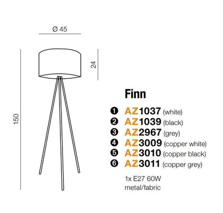 Lampa podłogowa FINN AZ1037 AZZARDO