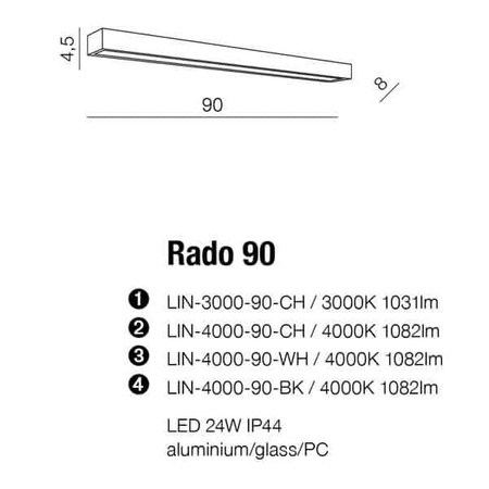 Kinkiet RADO 90 4000K CH AZ2080 AZZARDO