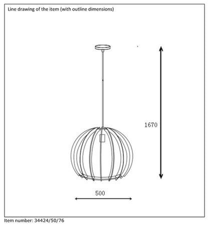 BOUNDE - Lampa wisząca - Ø 50 cm - E27 - Wood 34424/50/76 Lucide