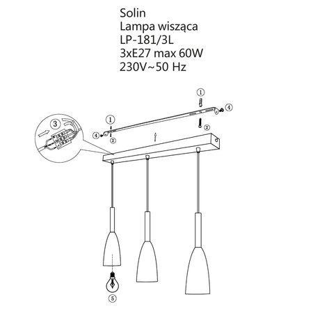 Solin 3 wiszaca linia szara LP-181/3L GR