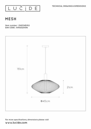 Lampa wisząca MESH 21423/45/30 Lucide