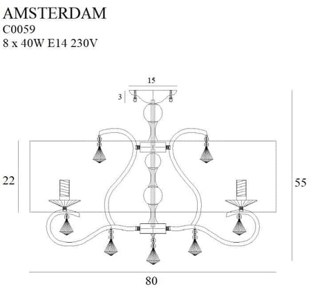 Plafon 78cm Amsterdam C0059 MAXLIGHT +LED GRATIS