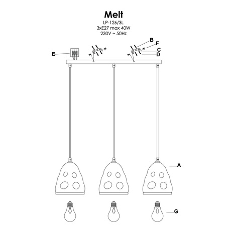 Melt 3 lampa wisząca LP-126/3L