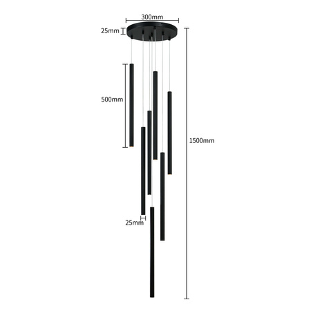 Lungo 7 czarna lampa wisząca LP-894/7P BK Light Prestige